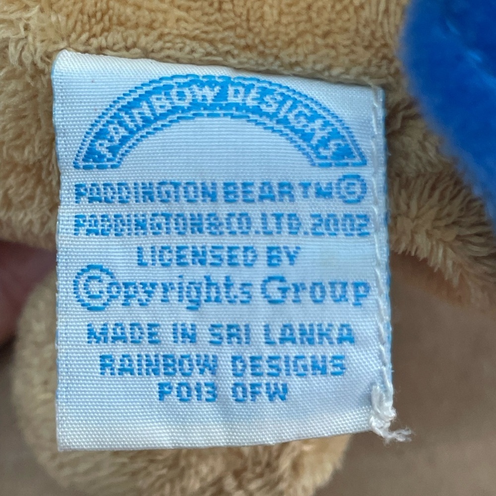 Classic Paddington Bean Bear Toy 8" Plush Rainbow Designs Blue Coat & Red Hat - Picture 8 of 8